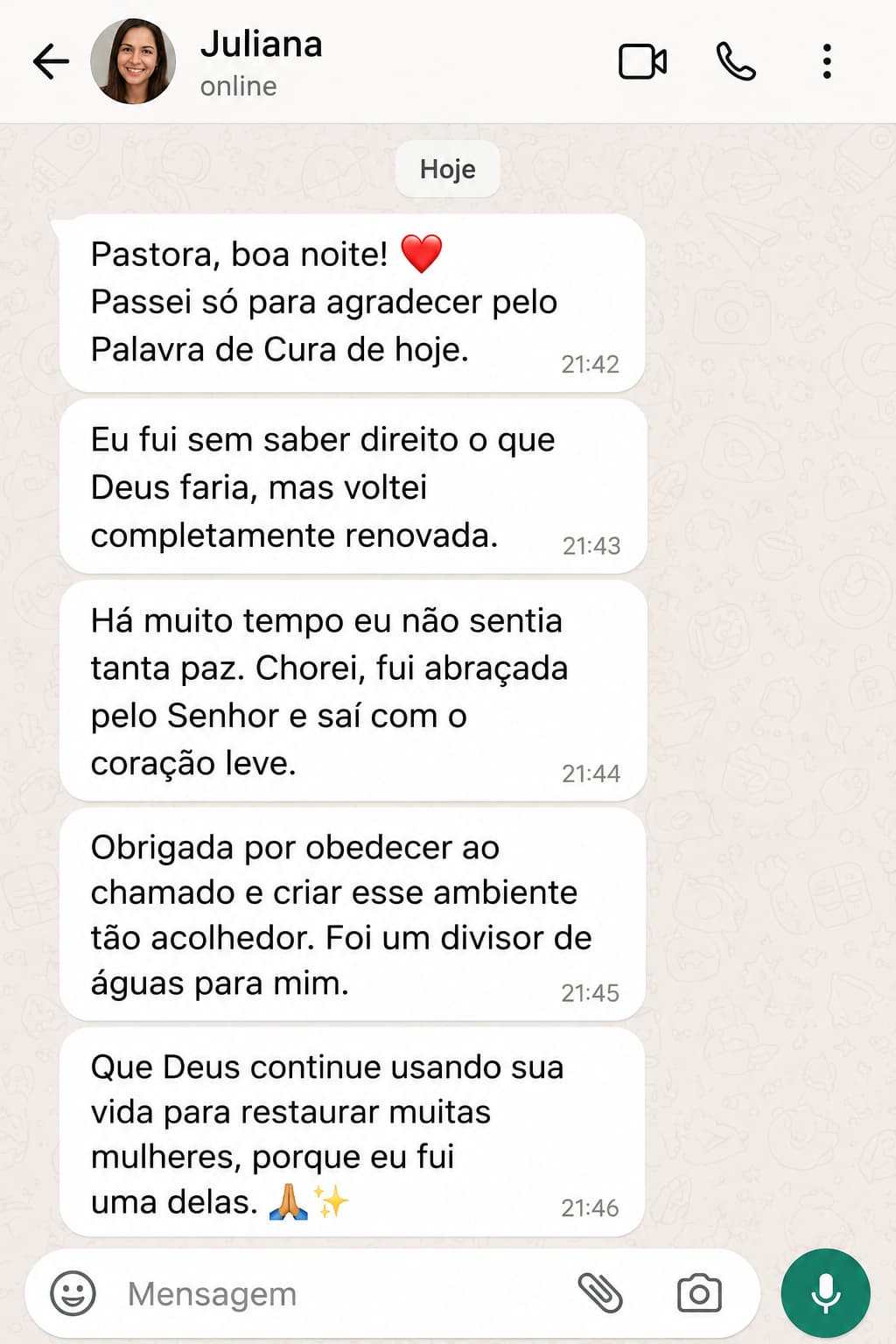 Depoimento de mulher restaurada no Palavra de Cura 1
